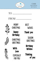 Cargar imagen en el visor de la galería, Elizabeth Craft - Clear Stamp - Warm Wishes Sentiments. Includes 14 stamps. Available at Embellish Away located in Bowmanville Ontario Canada.
