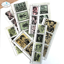 Load image into Gallery viewer, Elizabeth Craft - Metal Die - Postage Strips. Elizabeth Craft dies will give an added touch to any paper project and are compatible with most die-cutting machines. Largest Die Size: 2.2" x 8.9" (5.5 x 22.5 cm) - 30 Dies. Available at Embellish Away located in Bowmanville Ontario Canada. Example by brand ambassador.
