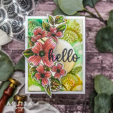 Charger l'image dans la galerie, Gina K. Designs - Background Stamp - Ornate Fans. Ornate Fans is a stamp set by Arjita Singh. This set is made of premium clear photopolymer and measures 4" X 6". Available at Embellish Away located in Bowmanville Ontario Canada. Example by Arjita Singh.
