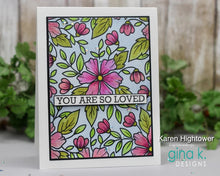 Charger l'image dans la galerie, Gina K. Designs - Stamp - Blossoms in Bloom. Stamp set by Arjita Singh. Available at Embellish Away located in Bowmanville Ontario Canada. Example by Karen Hightower.
