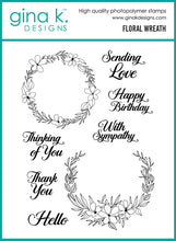 Cargar imagen en el visor de la galería, Gina K. Designs - Stamp &amp; Die Set - Floral Wreath. Set by Hannah Drapinski. At Embellish Away in Bowmanville Ontario Canada.
