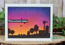 Load image into Gallery viewer, Gina K. Designs - Stamp - Harvest Silhouettes. Harvest Silhouettes is a stamp set by Gina K Designs. This set is made of premium clear photopolymer and measures 6" X 8".&nbsp; Made in the USA. Available at Embellish Away located in Bowmanville Ontario Canada. Example by Karen Hightower.
