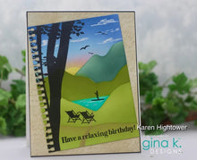 Load image into Gallery viewer, Gina K. Designs - Stamp - Mountain Silhouettes. By Gina K Designs. Measures 6"X8". Available at Embellish Away located in Bowmanville Ontario Canada. Example by Karen Hightower.
