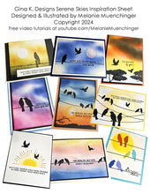 Charger l'image dans la galerie, Gina K. Designs - Stamp - Serene Skies. Melanie Muenchinger has created some perfect silhouettes, powerlines and barbed wire fences to complement your blended ink backgrounds. This set is made of premium clear photopolymer and measures 6" X 8". Available at Embellish Away located in Bowmanville Ontario Canada. Inspiration Sheet by Melanie Muenchinger. For Personal Use only.
