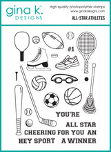 Cargar imagen en el visor de la galería, Gina K. Designs - Stamp &amp; Die Set - All-Star Athletes. Set by Beth Silaika. At Embellish Away in Bowmanville Ontario Canada.
