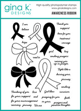 Load image into Gallery viewer, Gina K. Designs - Stamp &amp; Die Set - Awareness Ribbon. Set by Beth Silaika. At Embellish Away in Bowmanville Ontario Canada.
