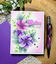 Charger l'image dans la galerie, Gina K. Designs - Stamp &amp; Die Set - Believe in Miracles. Believe in Miracles is a set by Arjita Singh. This set is made of premium clear photopolymer and measures 6" X 8". Made in the USA. Available at Embellish Away located in Bowmanville Ontario Canada. Example by brand ambassador.
