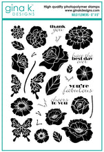 Load image into Gallery viewer, Gina K. Designs - Stamp &amp; Die Set - Bold Flowers. Bold Flowers is the newest collection of big blooms from Melanie Muenchinger, perfect for all your inky techniques! Available at Embellish Away located in Bowmanville Ontario Canada.
