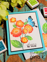 Load image into Gallery viewer, Gina K. Designs - Stamp &amp; Die Set - Bold Flowers. Bold Flowers is the newest collection of big blooms from Melanie Muenchinger, perfect for all your inky techniques! Available at Embellish Away located in Bowmanville Ontario Canada. Example by brand ambassador.
