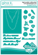 Charger l'image dans la galerie, Gina K. Designs - Stamp &amp; Die Set - Celebrate in Style. Set by Melanie Munchinger. Available at Embellish Away located in Bowmanville Ontario Canada.
