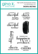 Charger l'image dans la galerie, Gina K. Designs - Stamp &amp; Die Set - Cheerful Greetings. Available at Embellish Away located in Bowmanville Ontario Canada.
