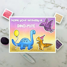 गैलरी व्यूवर में इमेज लोड करें, Gina K. Designs - Stamp &amp; Die Set - Dino-mite. Set by Beth Silika. At Embellish Away in Bowmanville Ontario Canada. Example by Gina K. Designs
