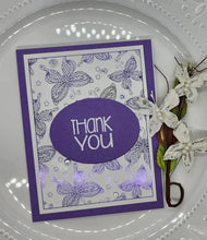 Load image into Gallery viewer, Gina K. Designs - Stamp &amp; Die Set - Fun Frame. Fun Frame is a stamp &amp; die set by Beth Silika. This set is made of premium clear photopolymer and measures 6" X 8". Some features include: Good Luck, Thank You, Best Wishes, Cupcake, Lady Bug. Available at Embellish Away located in Bowmanville Ontario Canada. Example by brand ambassador.
