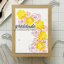 Load image into Gallery viewer, Gina K. Designs - Stamp &amp; Die Set - Grace and Gratitude. Grace and Gratitude is a stamp &amp; die set by Lisa Hetrick. This set is made of premium clear photopolymer and measures 6" X 8". Made in the USA. Available at Embellish Away located in Bowmanville Ontario Canada. Example by brand ambassador.
