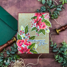 Load image into Gallery viewer, Gina K. Designs - Stamp &amp; Die Set - Joyful Season. Joyful Season is a stamp set by Arjita Singh. This set is made of premium clear photopolymer and measures 6" X 8". Made in the USA. Available at Embellish Away located in Bowmanville Ontario Canada. Card example by Arjita Singh.
