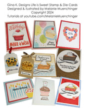 Load image into Gallery viewer, Gina K. Designs - Stamp &amp; Die Set - Life is Sweet. Life is Sweet is a stamp set by Melanie Munchinger. This set is made of premium clear photopolymer and measures 6" X 8". Available at Embellish Away located in Bowmanville Ontario Canada. For Personal use only.
