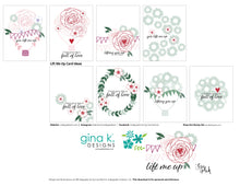 Load image into Gallery viewer, Gina K. Designs - Stamp &amp; Die Set - Lift Me Up. Lift Me Up is a set by Lisa Hetrick. This set is made of premium clear photopolymer and measures 6" X 8". These wafer thin metal-etched dies are the highest quality for your paper crafting projects. Available at Embellish Away located in Bowmanville Ontario Canada. examples by Lisa Hetrick.

