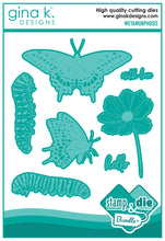 將圖片載入圖庫檢視器 Gina K. Designs - Stamp &amp; Die Set - Metamorphosis. Metamorphosis is a stamp set by Hannah Drapinski. This set is made of premium clear photopolymer and measures 6" X 8". Made in the USA. Available at Embellish Away located in Bowmanville Ontario Canada.
