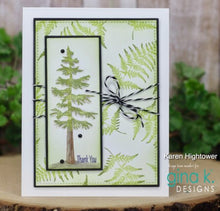 Load image into Gallery viewer, Gina K. Designs - Stamp &amp; Die Set - Nature Walk. Nature Walk is a stamp set by Hannah Drapinski. This set is made of premium clear photopolymer and measures 6" X 8".  Made in the USA. Available at Embellish Away located in Bowmanville Ontario Canada. Example by brand ambassador.
