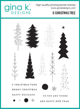 Load image into Gallery viewer, Gina K. Designs - Stamp &amp; Die Set - O Christmas Tree. Set by Gina K Designs. At Embellish Away in Bowmanville Ontario Canada.
