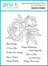 Charger l'image dans la galerie, Gina K. Designs - Stamp &amp; Die Set - Peaceful Peonies. Set by Hannah Drapinski. At Embellish Away in Bowmanville Ontario Canada.
