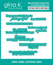 Cargar imagen en el visor de la galería, Gina K. Designs - Stamp &amp; Die Set - Picture Perfect Greetings. Available at Embellish Away located in Bowmanville Ontario Canada.
