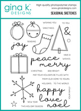 Load image into Gallery viewer, Gina K. Designs - Stamp &amp; Die Set - Seasonal Sketches. Set by Beth Silaika. At Embellish Away in Bowmanville Ontario Canada.
