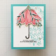 Load image into Gallery viewer, Gina K. Designs - Stamp &amp; Die Set - Showers Of Blessings. Showers of Blessings is a stamp and die set by Lisa Hetrick. This set is made of premium clear photopolymer and measures 6" X 8". Available at Embellish Away located in Bowmanville Ontario Canada. Example by Lisa Hetrick.
