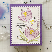 Load image into Gallery viewer, Gina K. Designs - Stamp &amp; Die Set - Spring in Bloom. Spring in Bloom is a stamp set by Lisa Hetrick. This set is made of premium clear photopolymer and measures 6" X 8". Made in the USA. Available at Embellish Away located in Bowmanville Ontario Canada. Examples by Lisa Hetrick.
