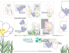 Load image into Gallery viewer, Gina K. Designs - Stamp &amp; Die Set - Spring in Bloom. Spring in Bloom is a stamp set by Lisa Hetrick. This set is made of premium clear photopolymer and measures 6" X 8". Made in the USA. Available at Embellish Away located in Bowmanville Ontario Canada. Examples by Lisa Hetrick.
