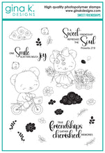 Load image into Gallery viewer, Gina K. Designs - Stamp &amp; Die Set - Sweet Friendships. Sweet Friendships is a stamp set by Dina Gerner. This set is made of premium clear photopolymer and measures 6" X 8". Made in the USA. Available at Embellish Away located in Bowmanville Ontario Canada.
