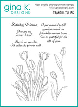 गैलरी व्यूवर में इमेज लोड करें, Gina K. Designs - Stamp &amp; Die Set - Tranquil Tulips. Set by Hannah Drapinski. At Embellish Away in Bowmanville Ontario Canada.
