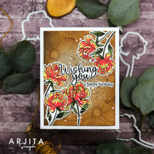 Load image into Gallery viewer, Gina K. Designs - Stamp &amp; Die Set - Wishful Roses. Wishful Roses is a stamp set by Arjita Singh. This set is made of premium clear photopolymer and measures 6" X 8". Made in the USA. Available at Embellish Away located in Bowmanville Ontario Canada. Example by brand ambassador.
