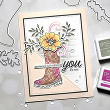Charger l'image dans la galerie, Gina K. Designs - Stamp &amp; Die Set - Wishing You Well. Wishing You Well is a stamp and set by Lisa Hetrick. This set is made of premium clear photopolymer and measures 6" X 8". Made in the USA. Available at Embellish Away located in Bowmanville Ontario Canada. Card made by Lisa Hetrick.
