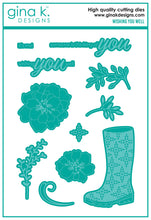 Charger l'image dans la galerie, Gina K. Designs - Stamp &amp; Die Set - Wishing You Well. Wishing You Well is a stamp and set by Lisa Hetrick. This set is made of premium clear photopolymer and measures 6" X 8". Made in the USA. Available at Embellish Away located in Bowmanville Ontario Canada.
