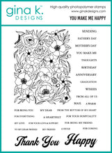 Charger l'image dans la galerie, Gina K. Designs - Stamp &amp; Die Set - You Make Me Happy. Available at Embellish Away located in Bowmanville Ontario Canada.
