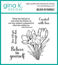 Load image into Gallery viewer, Gina K. Designs - Stamp and Die - Believe in Yourself. Set by Gina K Designs. Available at Embellish Away located in Bowmanville Ontario Canada.
