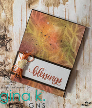 Charger l'image dans la galerie, Gina K. Designs - Stencil - Thick Brush. Gina K. Designs Art Screens can be used with ink, sprays, pastes, and gels to create beautiful backgrounds and images. Layer stencils together for more options. Wash with soap and warm water. Pat dry. Available at Embellish Away located in Bowmanville Ontario Canada. Example by brand ambassador.
