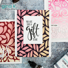 Charger l'image dans la galerie, Gina K. Designs - Stencil - Thick Brush. Gina K. Designs Art Screens can be used with ink, sprays, pastes, and gels to create beautiful backgrounds and images. Layer stencils together for more options. Wash with soap and warm water. Pat dry. Available at Embellish Away located in Bowmanville Ontario Canada. Example by brand ambassador.
