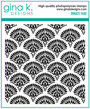 Charger l'image dans la galerie, Gina K. Designs - Background Stamp - Ornate Fans. Ornate Fans is a stamp set by Arjita Singh. This set is made of premium clear photopolymer and measures 4" X 6". Available at Embellish Away located in Bowmanville Ontario Canada.
