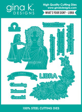 Cargar imagen en el visor de la galería, Gina K. Designs - Stamp &amp; Die Set - What's Your Sign? - Libra. Set by Arjita Singh. At Embellish Away in Bowmanville Ontario Canada.
