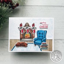 Load image into Gallery viewer, Hero Arts - Clear Stamp &amp; Die Combo - Cozy Study. Get both together in this combo that includes: CM774 Clear Stamp Set and coordinating Frame Cuts. Available at Embellish Away located in Bowmanville Ontario Canada. Example by Jennifer Kotas.
