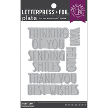 Charger l'image dans la galerie, Hero Arts - Letterpress &amp; Foil Plate - Best Wishes. Welcome to our first Letterpress + Foil plate for the Spellbinders BetterPress system! Combine with your favorite foil and the Glimmer system from Spellbinders. Available at Embellish Away located in Bowmanville Ontario Canada.
