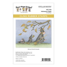 Load image into Gallery viewer, House Mouse - Cling Rubber Stamp - Halloween Flight. Halloween Flight Cling Rubber Stamp is part of the House-Mouse Holiday Friends Collection. Available at Embellish Away located in Bowmanville Ontario Canada.
