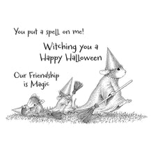 Load image into Gallery viewer, House Mouse - Cling Rubber Stamp - Halloween Flight. Halloween Flight Cling Rubber Stamp is part of the House-Mouse Holiday Friends Collection. Available at Embellish Away located in Bowmanville Ontario Canada.
