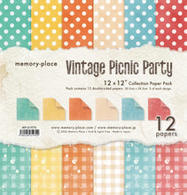 Load image into Gallery viewer, Memory Place -  12X12 Collection Pack - Vintage Picnic Party. 12 sheets, 80lbs double sided. Available at Embellish Away located in Bowmanville Ontario Canada.
