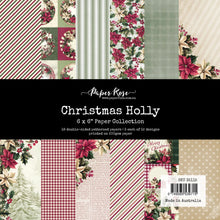 Load image into Gallery viewer, Paper Rose - 6X6 Paper Collection - Christmas Holly. 18 double-sided patterned papers. Available at Embellish Away located in Bowmanville Ontario Canada.

