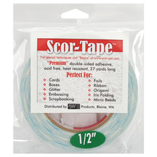 गैलरी व्यूवर में इमेज लोड करें, Scor-Tape - .5"X27yd. Premium double-sided adhesive that is perfect for cards, boxes, glitter, embossing, scrapbooking, foils, ribbon, origami, iris folding, micro beads, and much more! This tape is acid free and heat resistant. Available at Embellish Away located in Bowmanville Ontario Canada.
