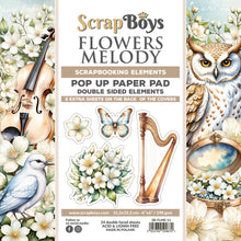 Charger l'image dans la galerie, ScrapBoys - 6X6 Pop-up Paper Pad - Flowers Melody. Scrapbooking paper pad - 24 sheets with 2 bonus on the covers. At Embellish Away in Bowmanville Ontario Canada
