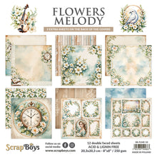 將圖片載入圖庫檢視器 ScrapBoys - 8X8 Paper Pad - Flowers Melody. 12 sheets with 2 bonus on the back of the covers. Available at Embellish Away located in Bowmanville Ontario Canada.
